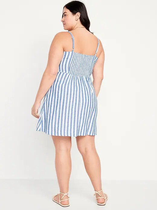 NWT Old Navy Fit and Flare Linen Blend Striped Mini Dress Many sizes