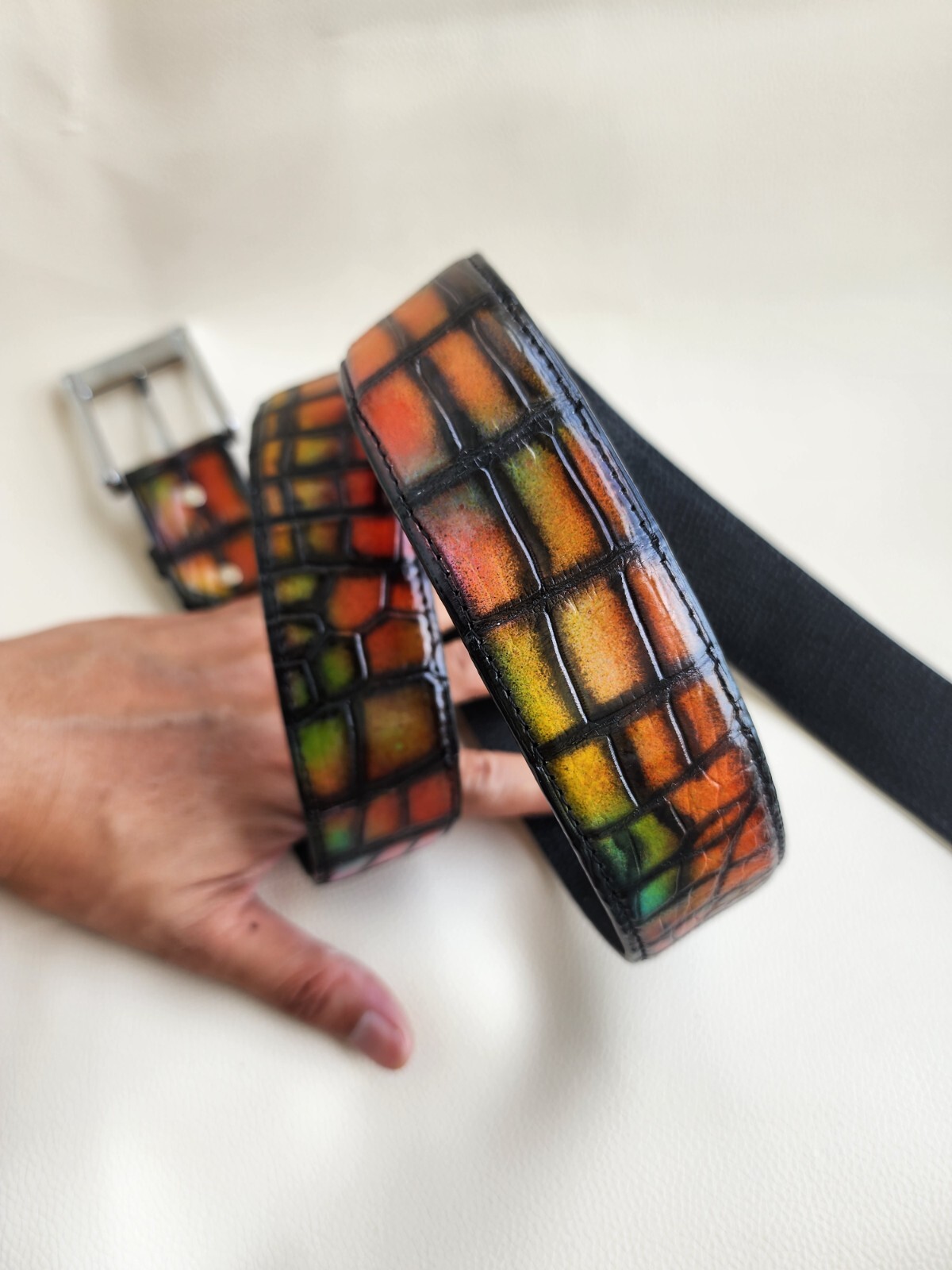 3.8CM Patina 100% Genuine,Real Leather Skin Men Silver Pin Buckle-Customize