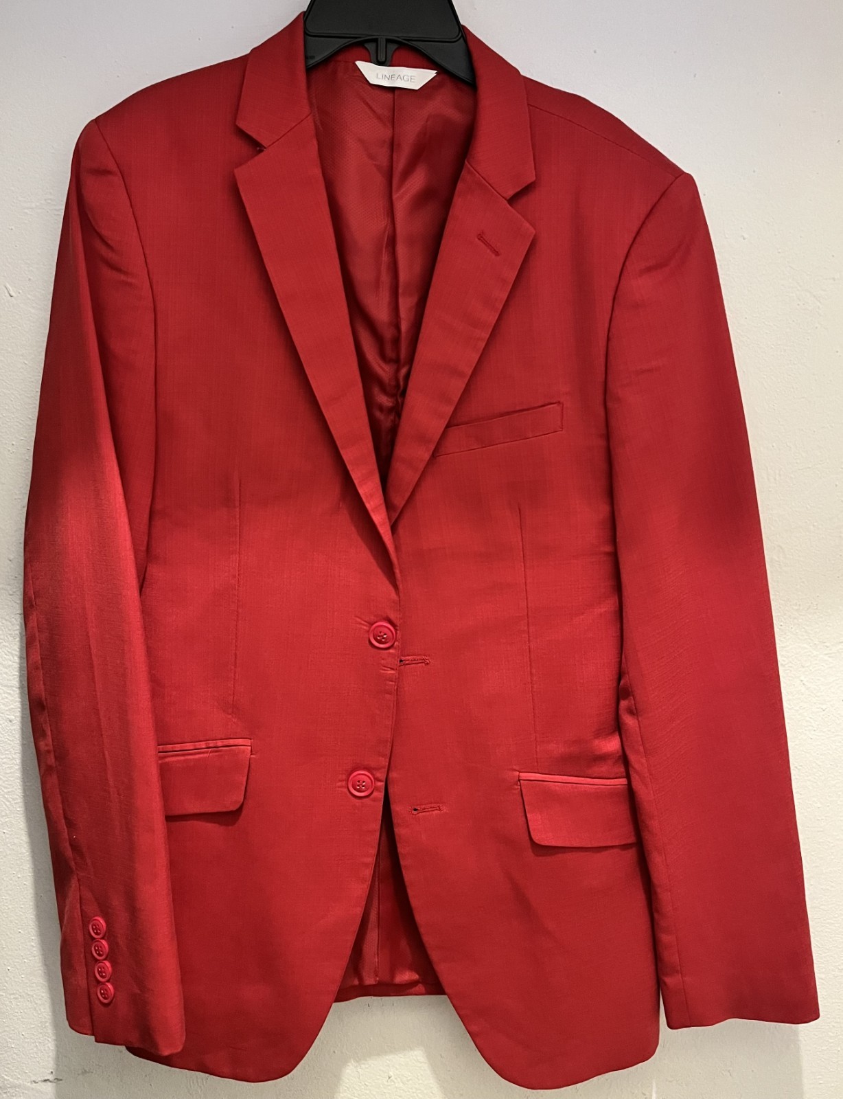 Lineage Men’s Red Suit Jacket & Pants Set 38×32 Performance Stretch Polyester