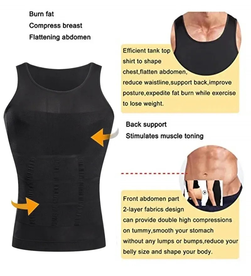 Men Body Shaper Slimming Tummy Vest Thermal Compression Shirt Tank Top Shapewear