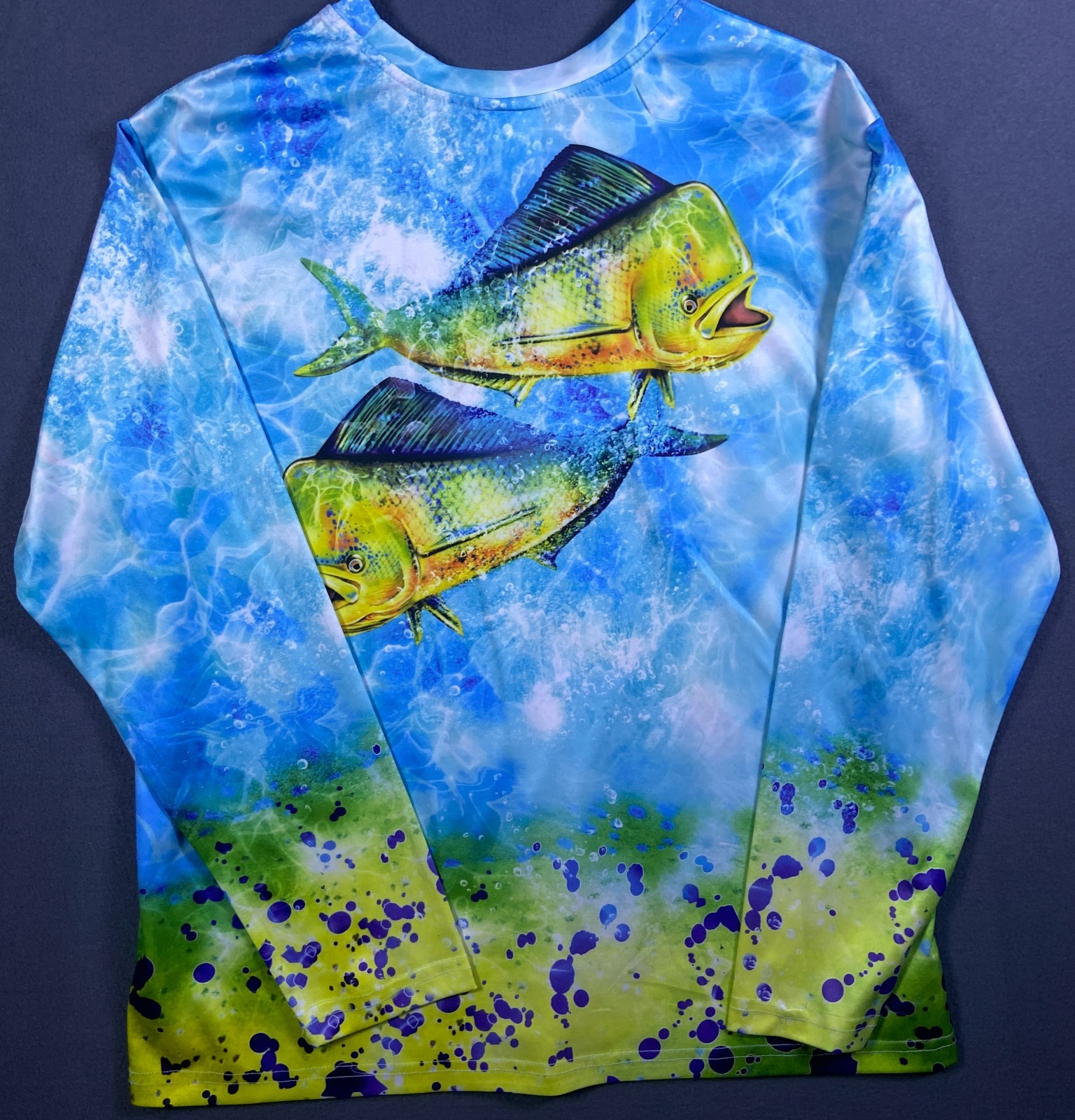 Spicy Tuna Men’s Tee Shirt Large Fish Graphic L/S Style Beach Ocean Fishing EUC!