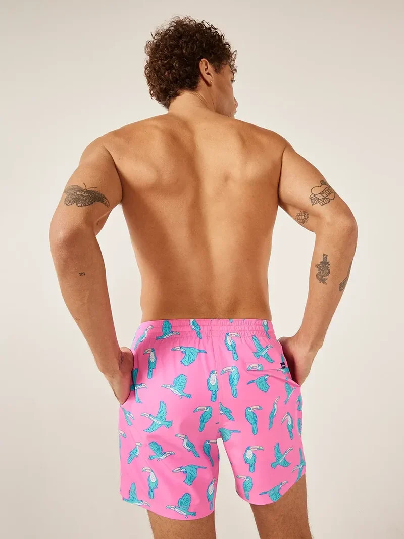 Chubbies Mens Classic Swim Trunks 5.5″ Pink Toucan Do It Mesh Lining S/M/L/XL/2X