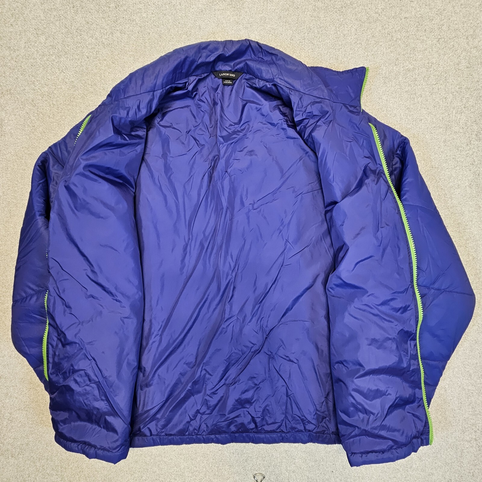Lands’ End Primaloft Full Zip Puffer Jacket Lightweight Pockets Gorpcore Blue L