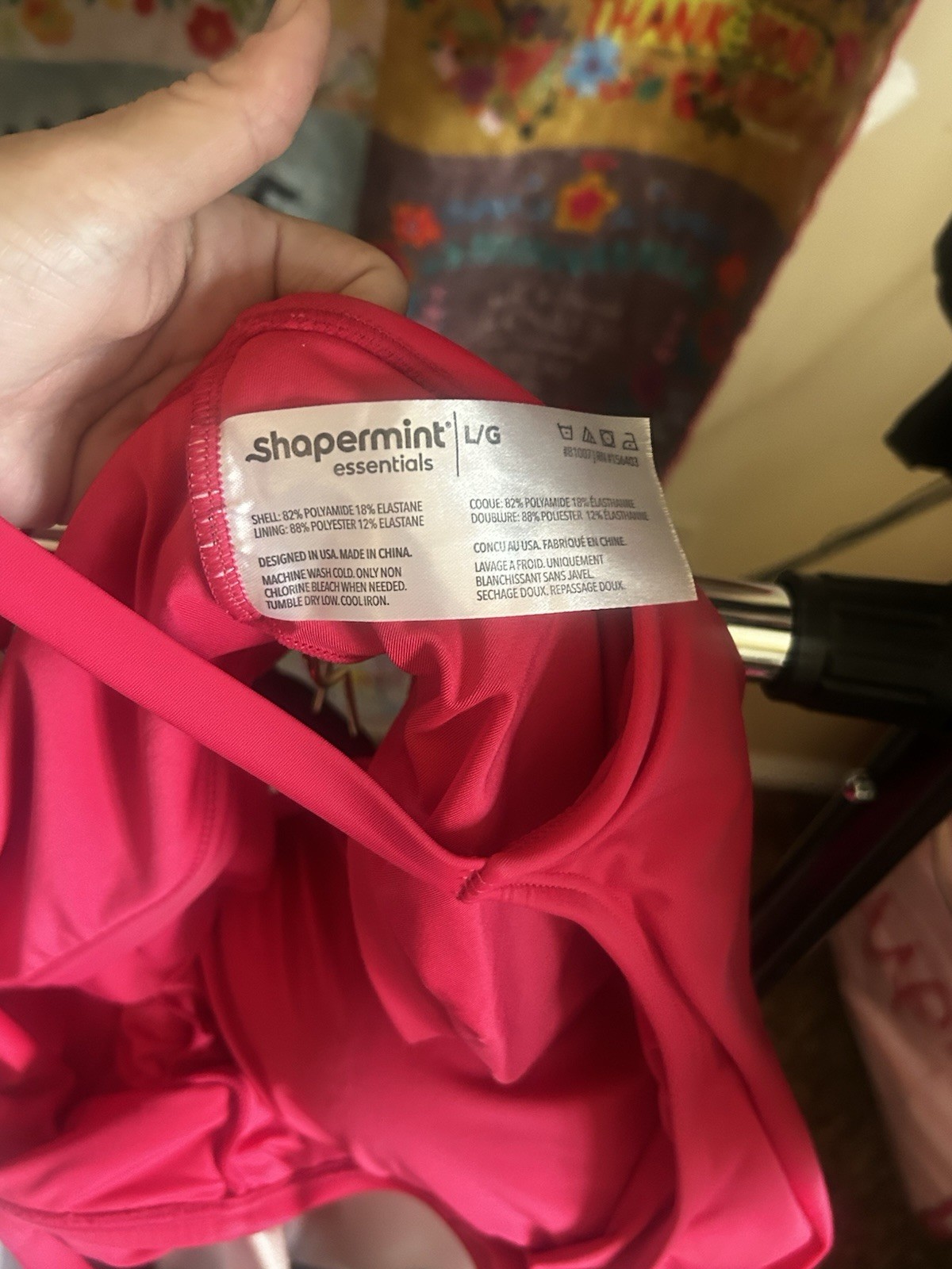 Shapermint Essentials Pink Ruffle Bikini Swim Top D Cup L/G Adjustable Straps