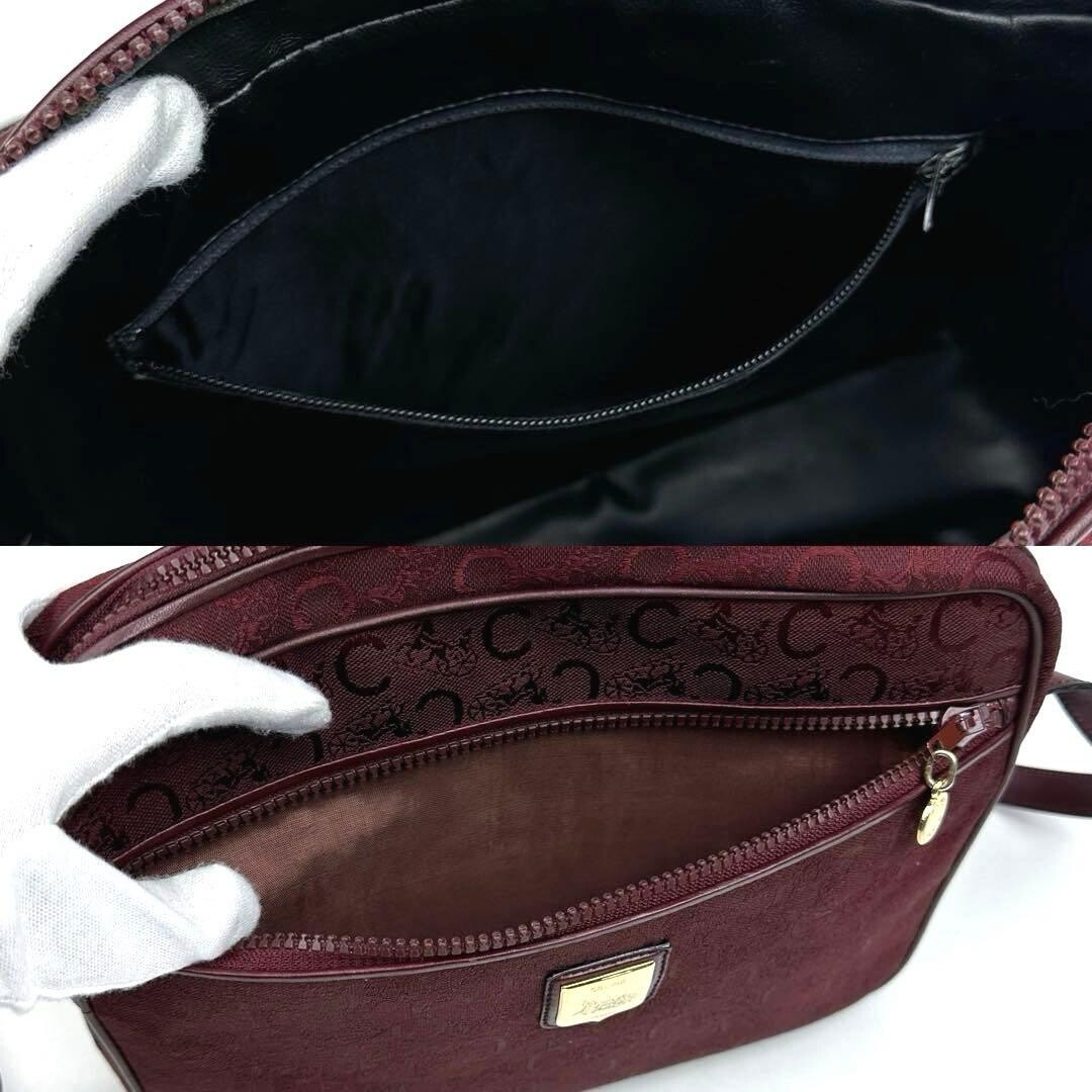CELINE Shoulder bag C Sulky Macadam Canvas Leather Vintage Auth From Japan