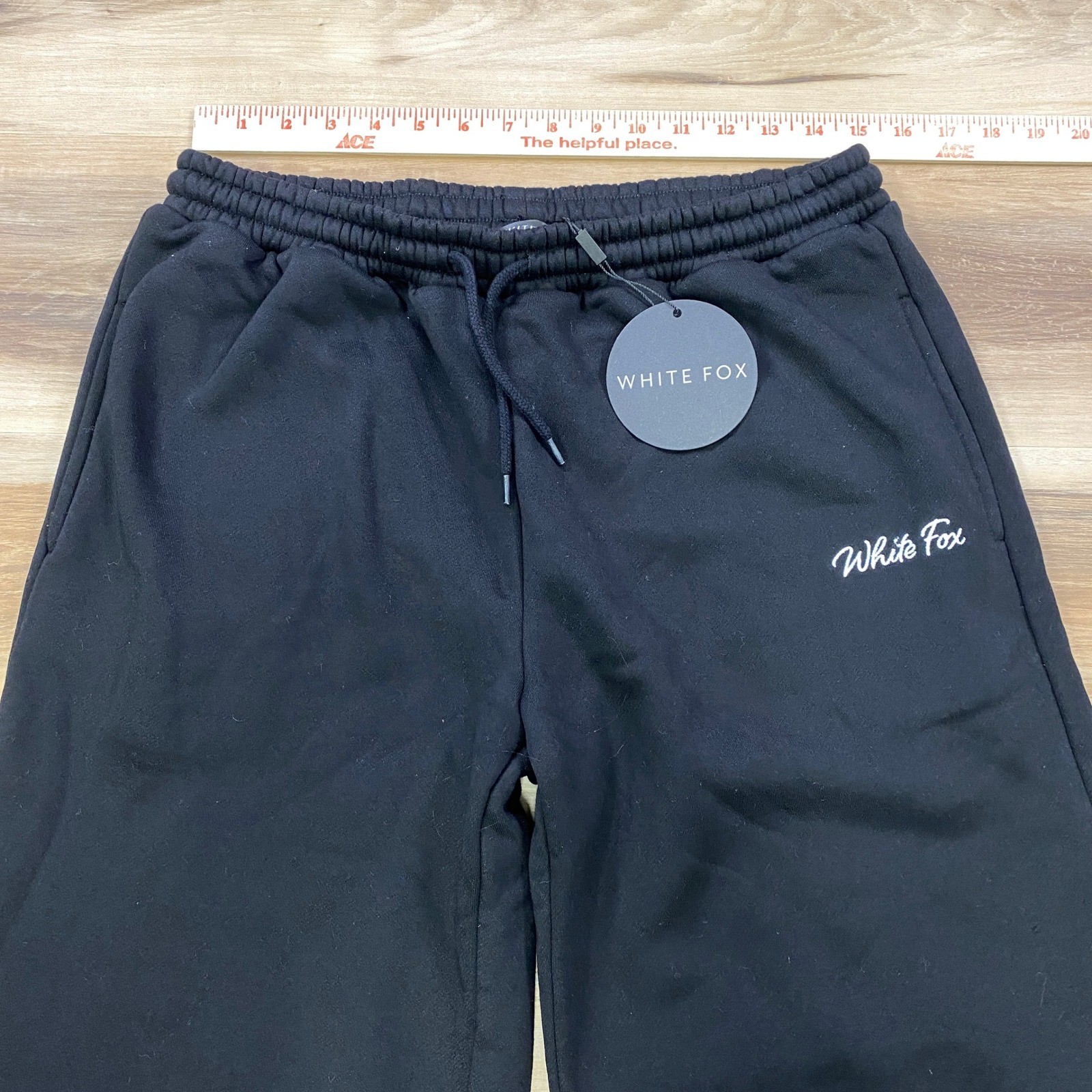 White Fox Sweatpants Womens XL Wide Leg Cotton Blend Relaxed Streetwear Black