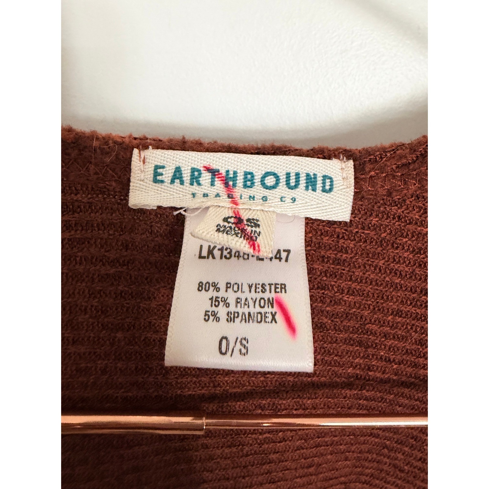 Earthbound Trading Co Poncho Womens OS Rust Orange Open Front Ribbed Knit Wrap