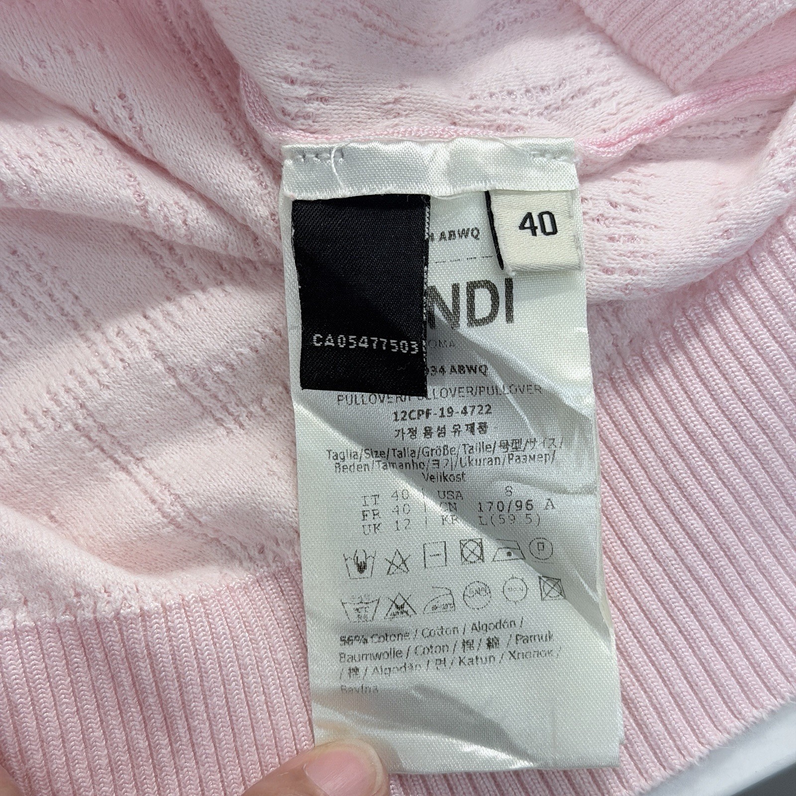 Fendi FF Logo Knit Short Sleeve Sweater Top Pink IT 40 US S Made In Italy