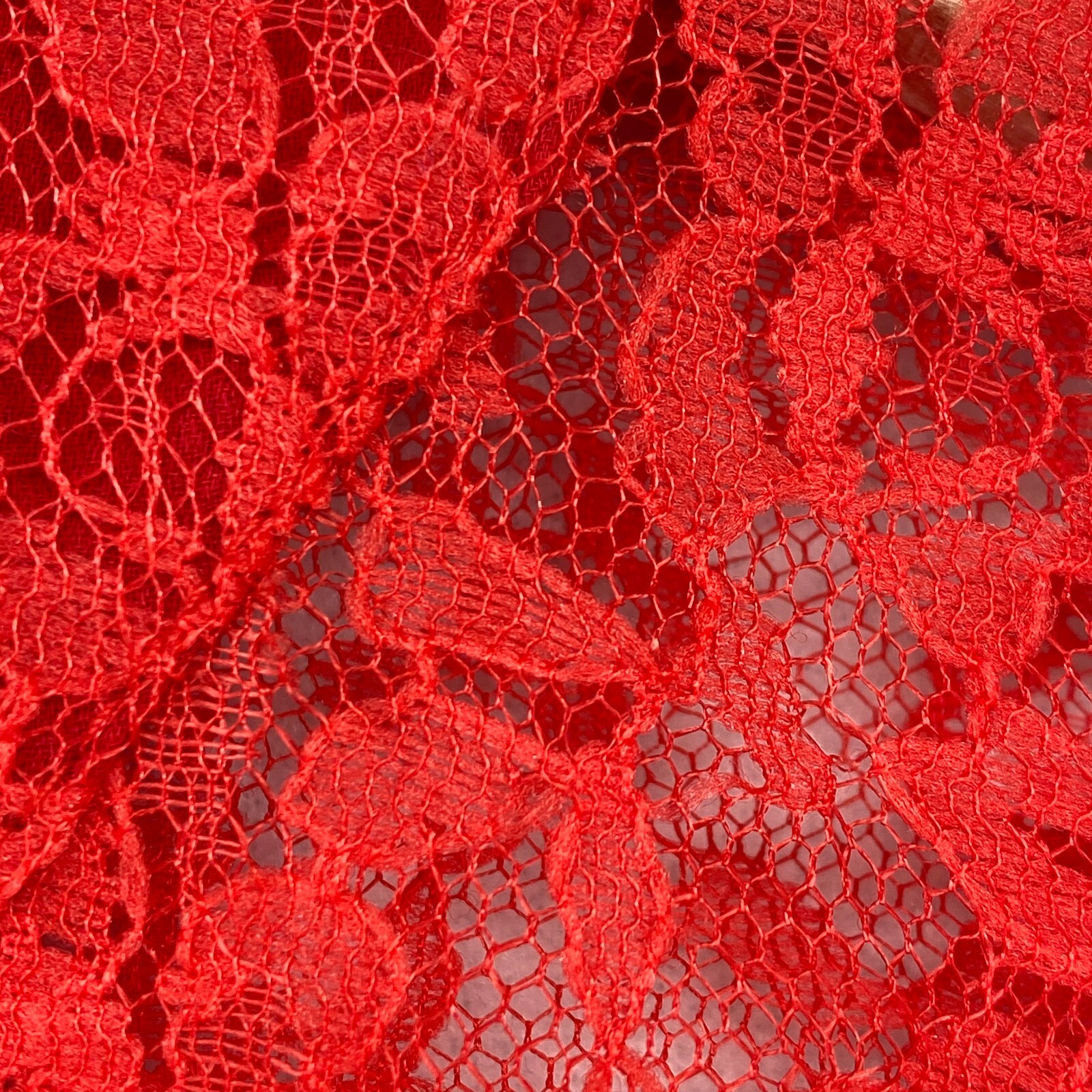 VICTORIA LANE BONNIE GOLDMAN Top S Sheer Lace Floral Button Up Long Sleeve Red