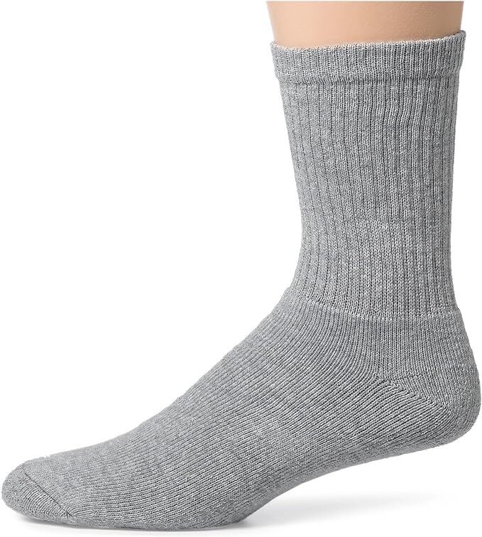 12 Pairs Men’s Grey Sports Crew Socks Work Athletic Cotton Socks Size 9-11 10-13