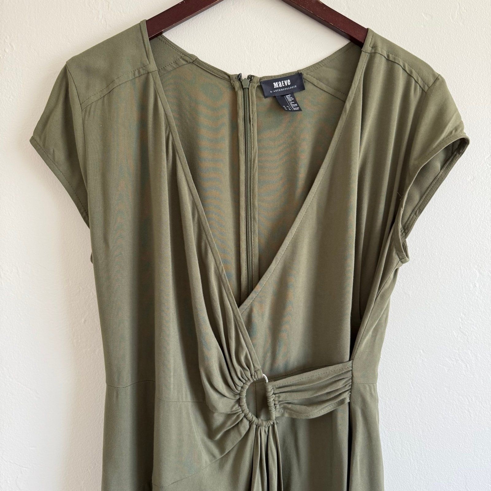 Maeve by Anthropologie Rayna Midi Wrap Dress in Green Size 8