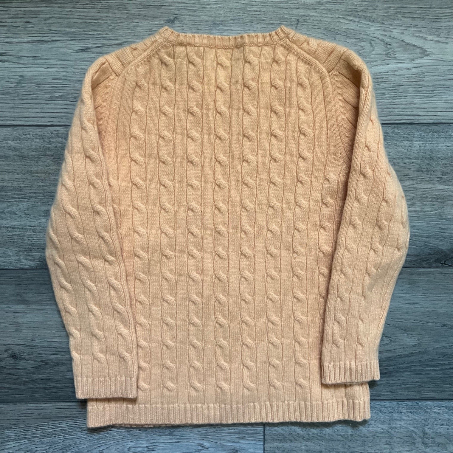 Lord & Taylor Women’s M Pullover Sweater Cable Knit 100% Cashmere Peach Yellow