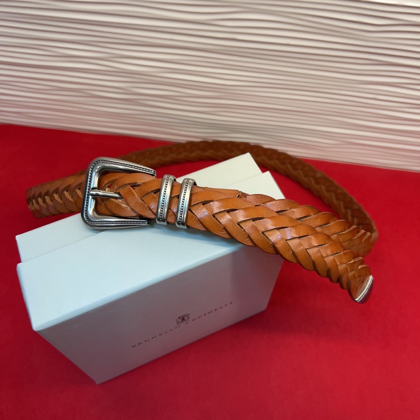 Brunello Cucinelli unisex casual fashion woven belt, size 2.5cm, 95