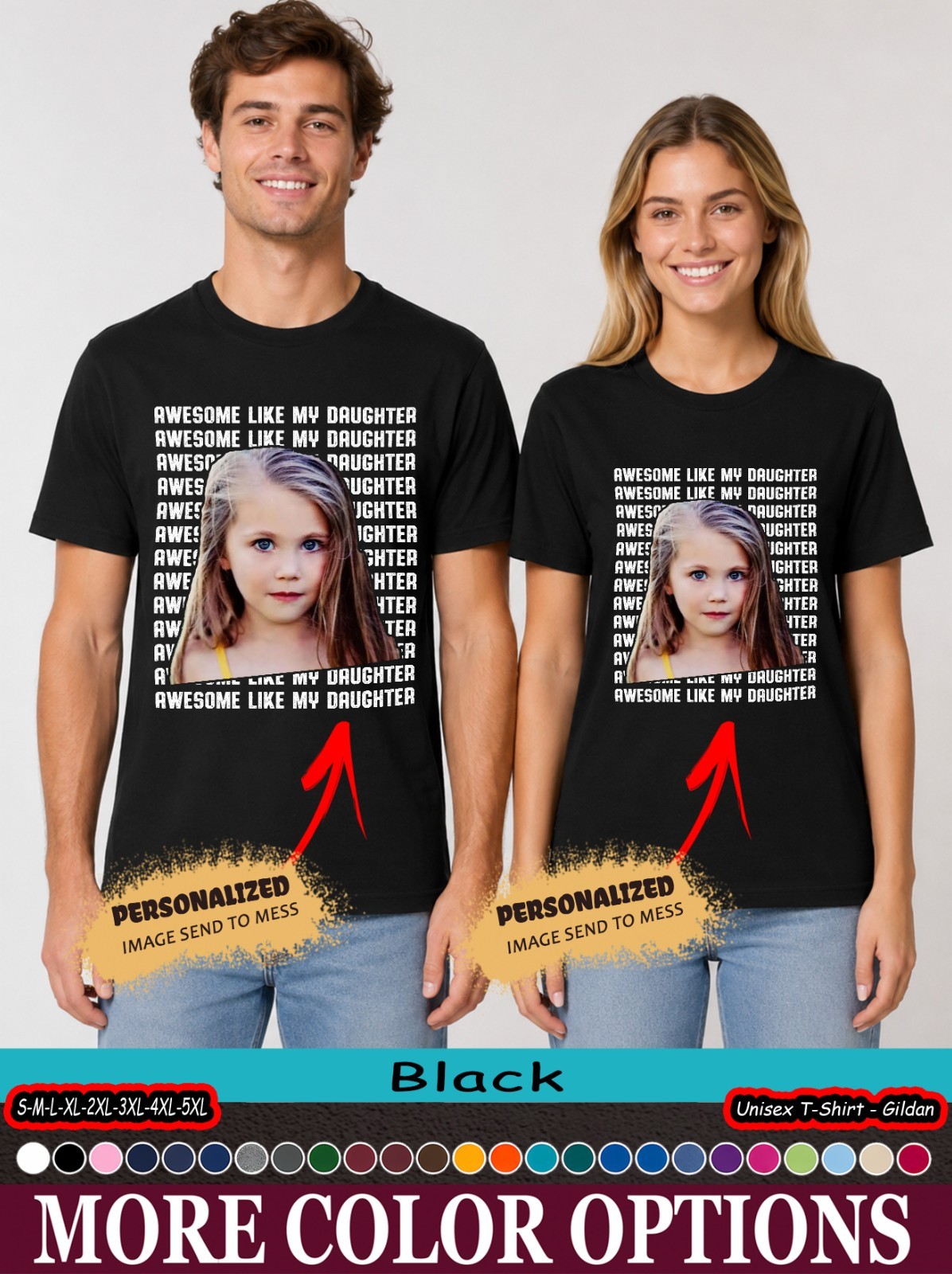 Custom Photo Awesome Like My Daughter Tee, Funny Dad Daughter Matching Family