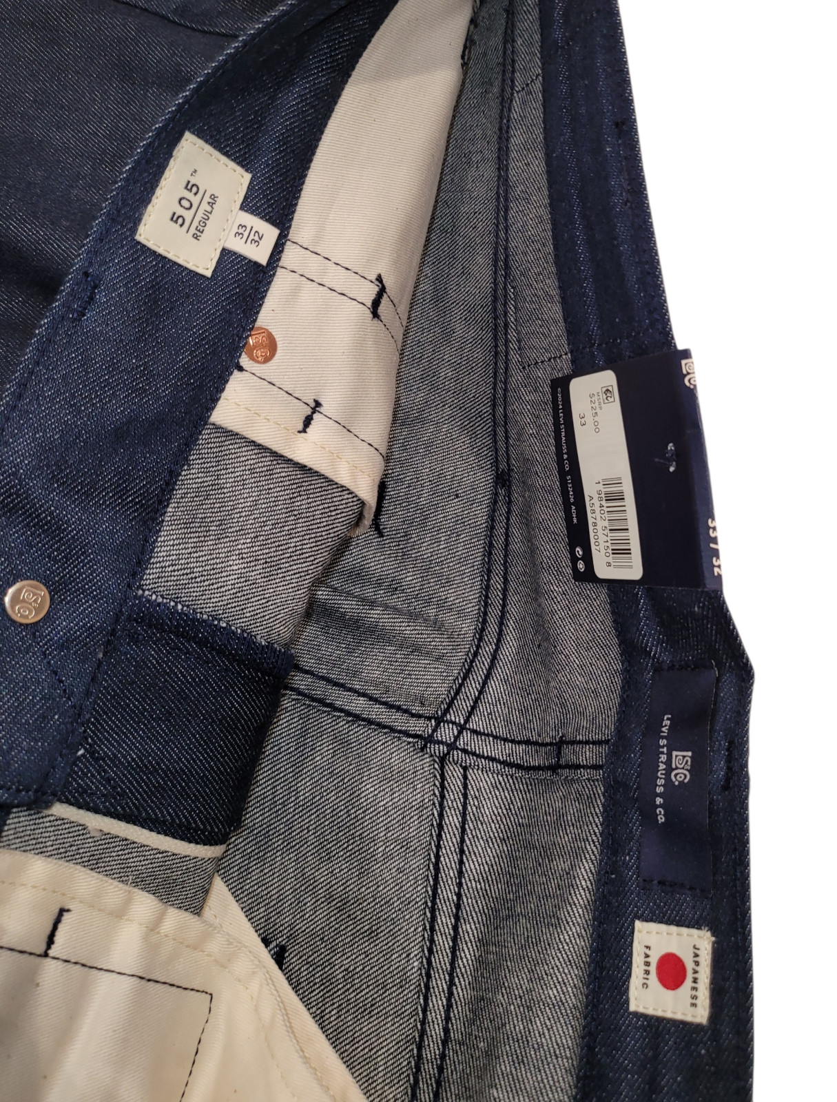 Levi’s 505 Men’s Selvedge Jeans Soft Rigid Dark Wash Blue Label Japanese Denim