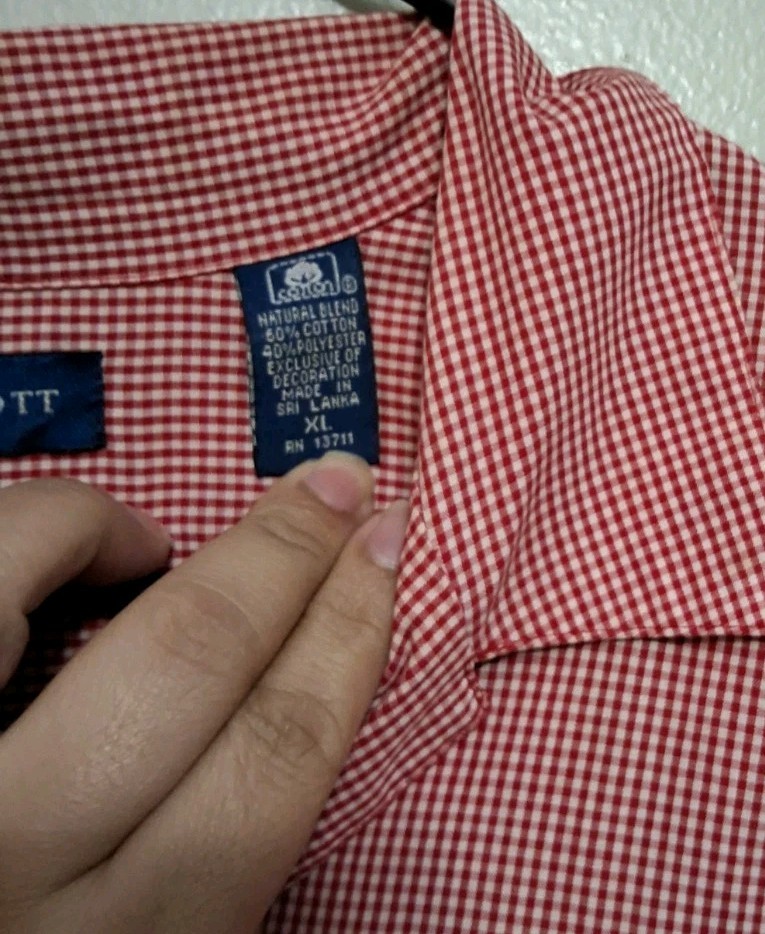 Karen Scott Gingham Button-Up Shirt XL Red/White Blue Patriotic Embroidered