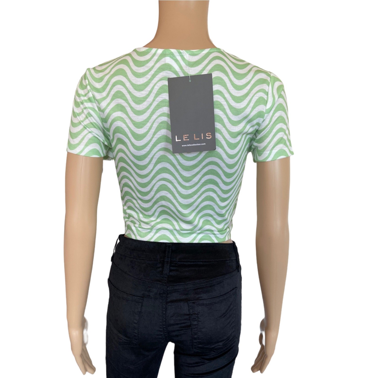 Le Lis Green Swirl Print Cutout Crop Top Size S