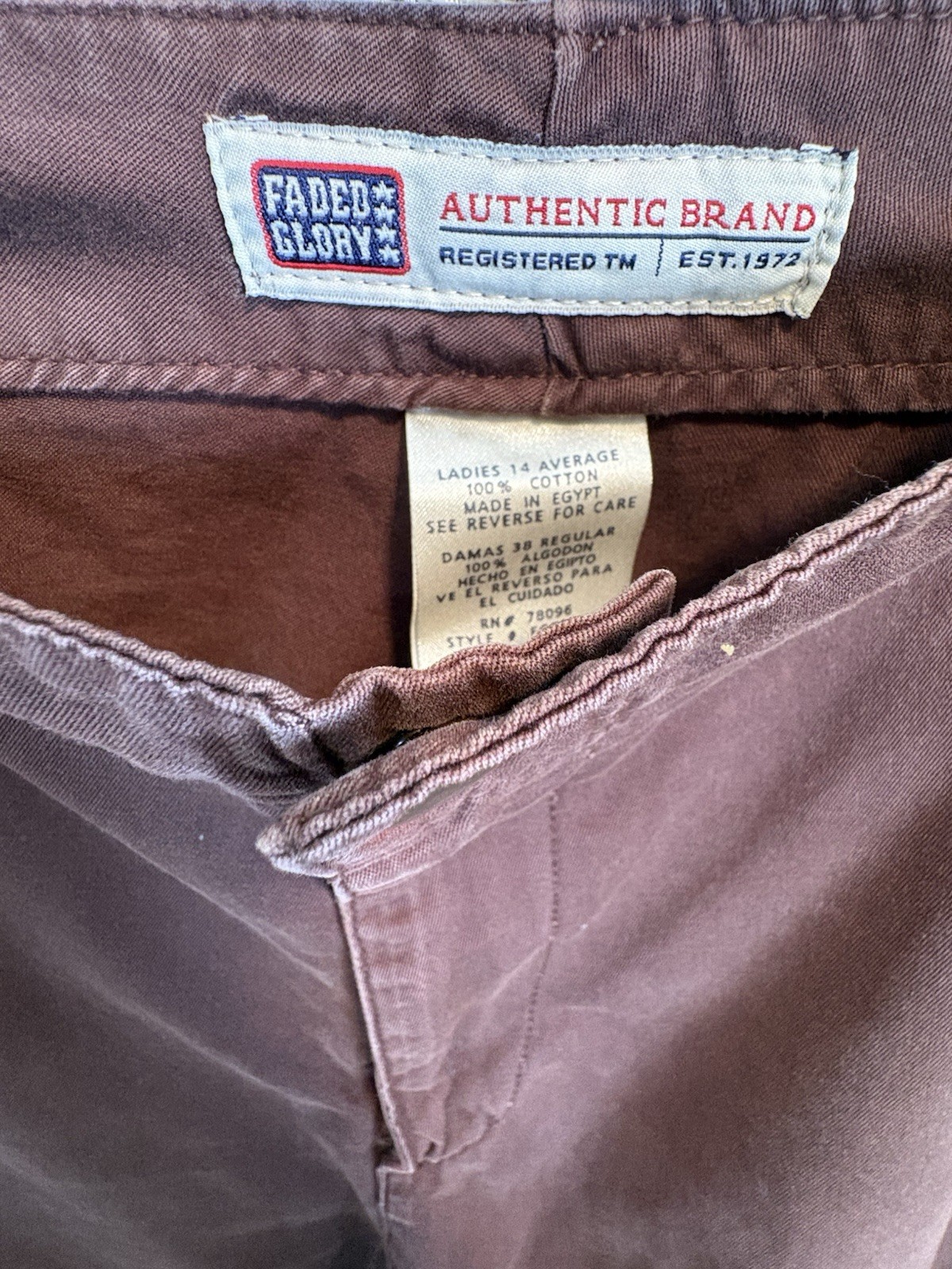 Women’s VTG Y2K Faded Glory Cargo Pants Brown Baggy Utility Straps 14 Average