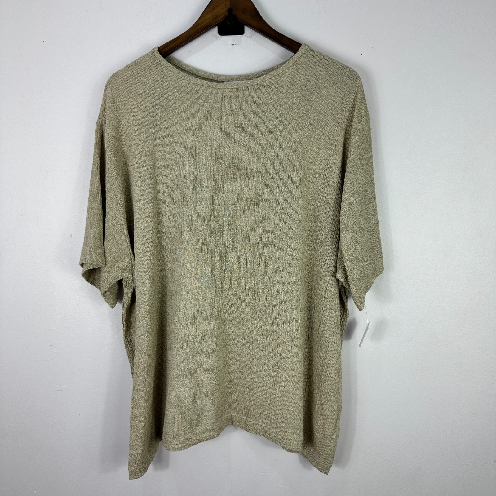 Risa Oversized Short Sleeve Top Womens XL Beige Minimalist Lagenlook Boho Luxury