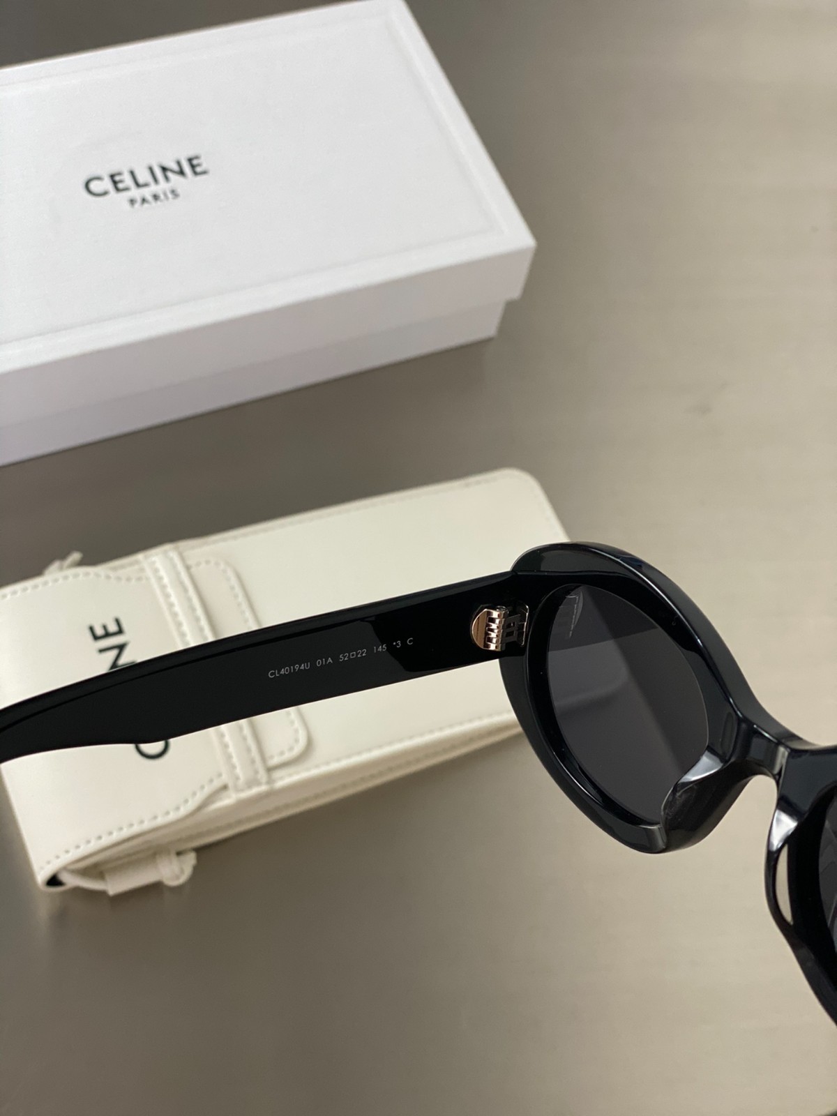 New Gold Triomphe CELINE CL40194U Black/Gray Lens Gold Oval Women’s Sunglasses