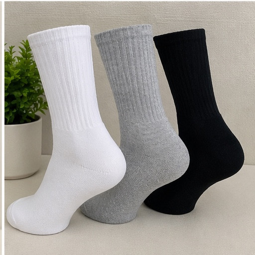 72 Pairs Men?s Crew Socks White Gray Black Bulk Lot New Unisex