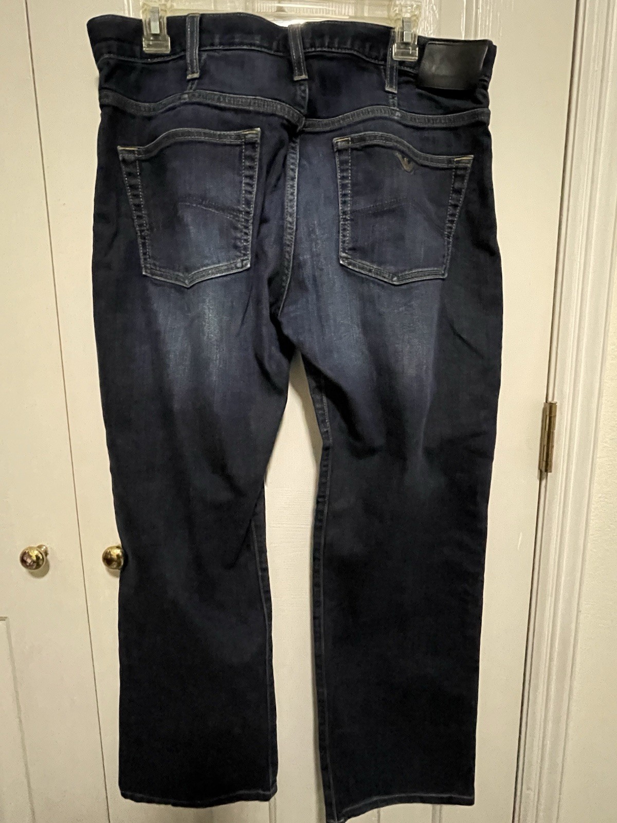 Armani Jeans Men’s Dark Wash Blue Straight Leg Regular Fit Mid Rise Denim