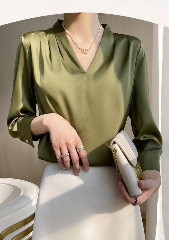 HOT Mulberry Silk Long-sleeved Shirt Women’s Morning Satin Chiffon V-neck Top