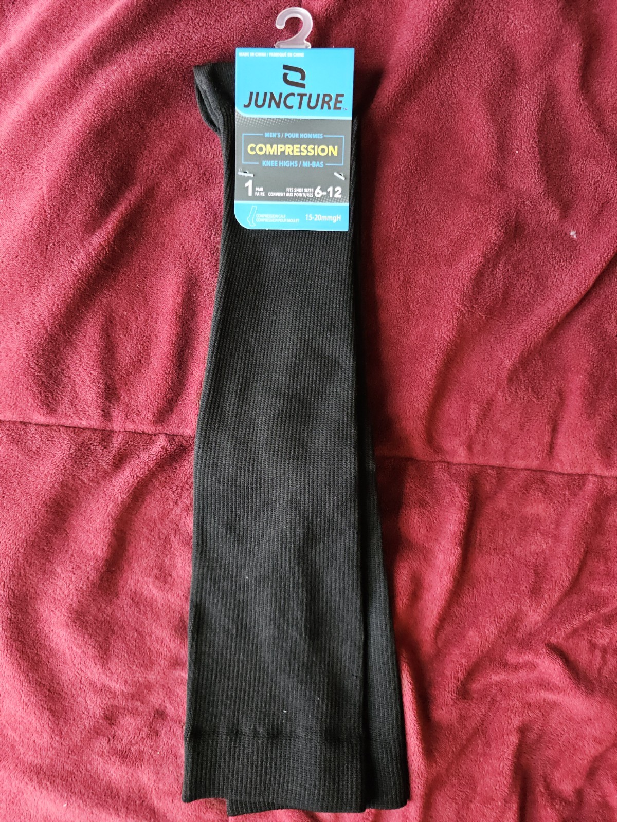 Juncture Mens Compression Calf Knee High Socks Long Size 6-12 Black NWT One Pair