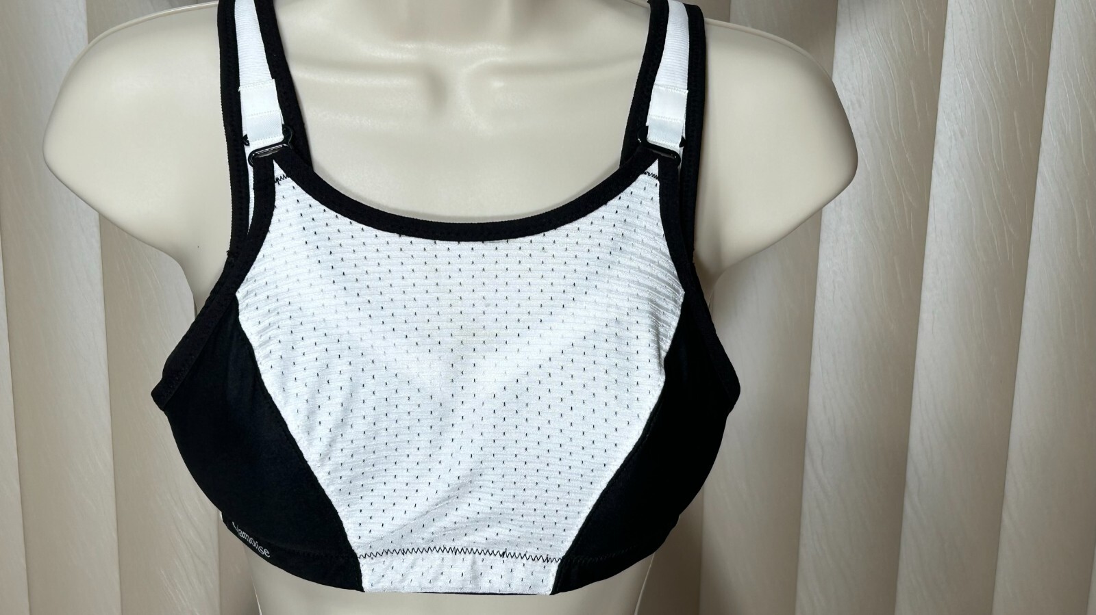 Glamorise Sports Bra 32B Underwire High Support Custom Control Black White 9166