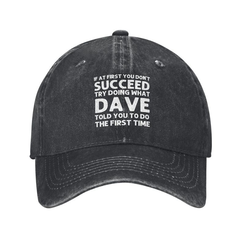 SUCCEED DAVE Unisex Washed Baseball Cap Funny Graphic Print Adjustable Sun Hat