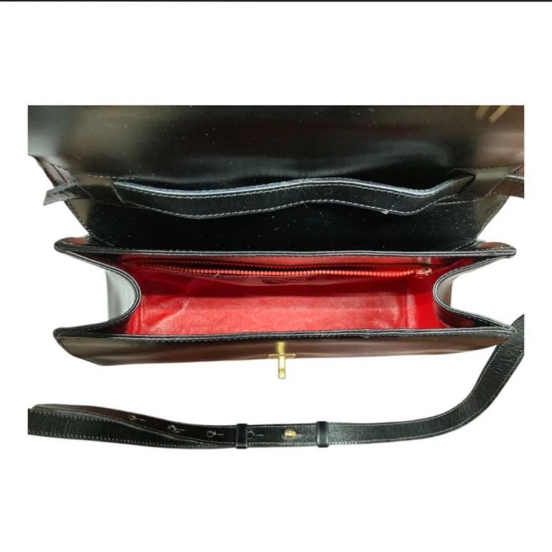 CELINE Shoulder Bag Leather Black Vintage Authentic From Japan