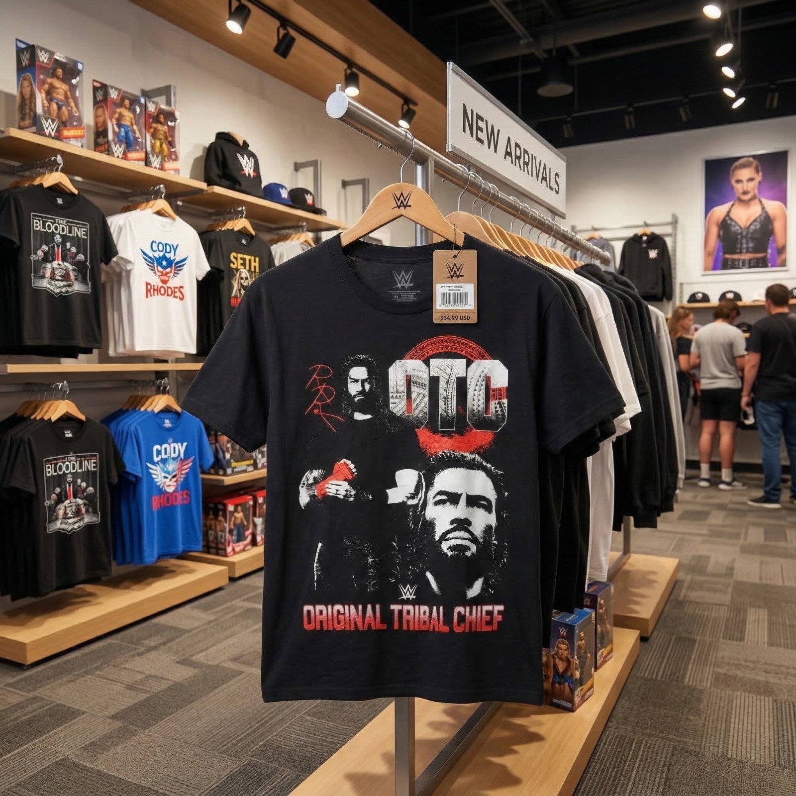 Roman Reigns OTC T-Shirt Original Tribal Chief WWE Black Cotton Tee Men All Size
