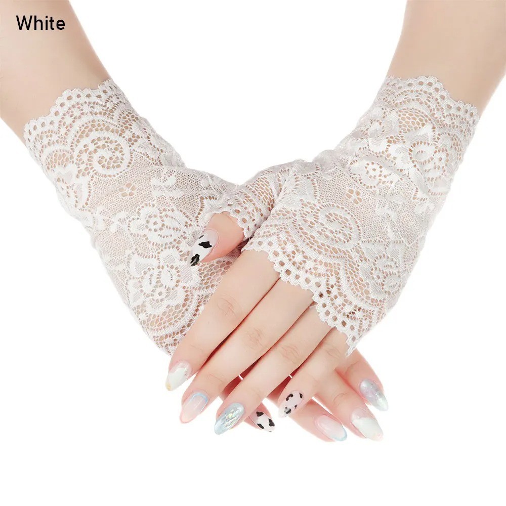 Summer Fingerless Gloves Women Lace Half Finger Gloves For Ladies Wedding bride-