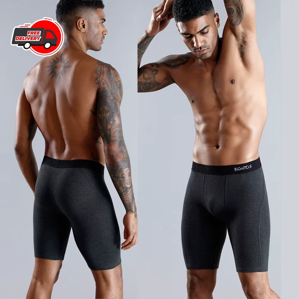 Men’s Long Leg Cotton Boxer Shorts Soft Stretch Breathable Premium Underwear