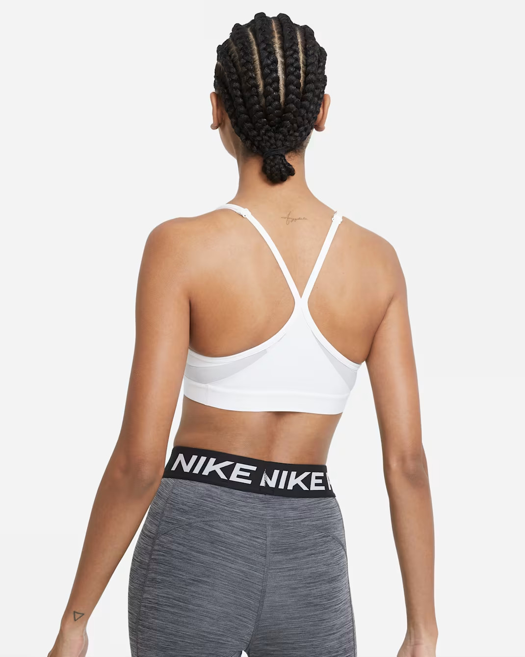 NIKE INDY V NECK WOMEN DRI-FIT LIGHT PADDED SPORTS TRAINING BRA WHITE#CZ4456-NWT