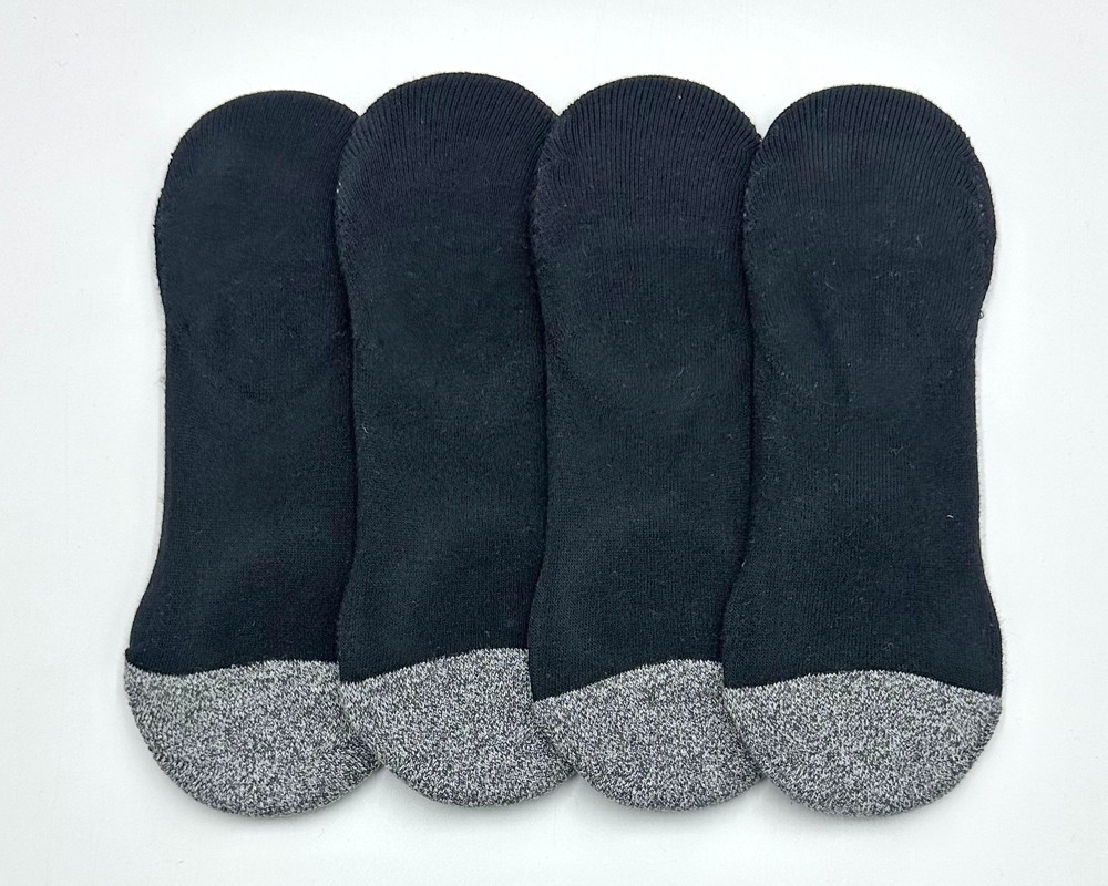 4 pairs BOMBAS Men’s Cushioned No Show Socks Size Large 9.5-13 black Everyday