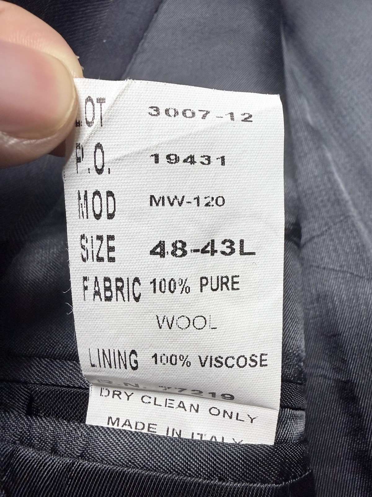 Vito Rufolo Suit Mens 48R 43×28 Made in Italy Lessona Super 100s 2 Piece Cuffed