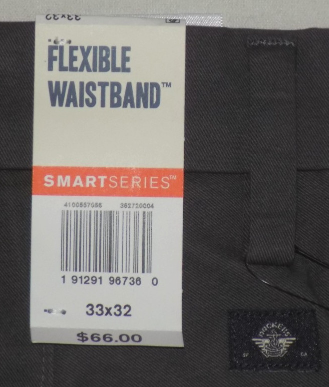 DOCKERS Men’s Workday Khaki 4-Way Stretch Slim Fit Pants Dark Gray 33X32 New