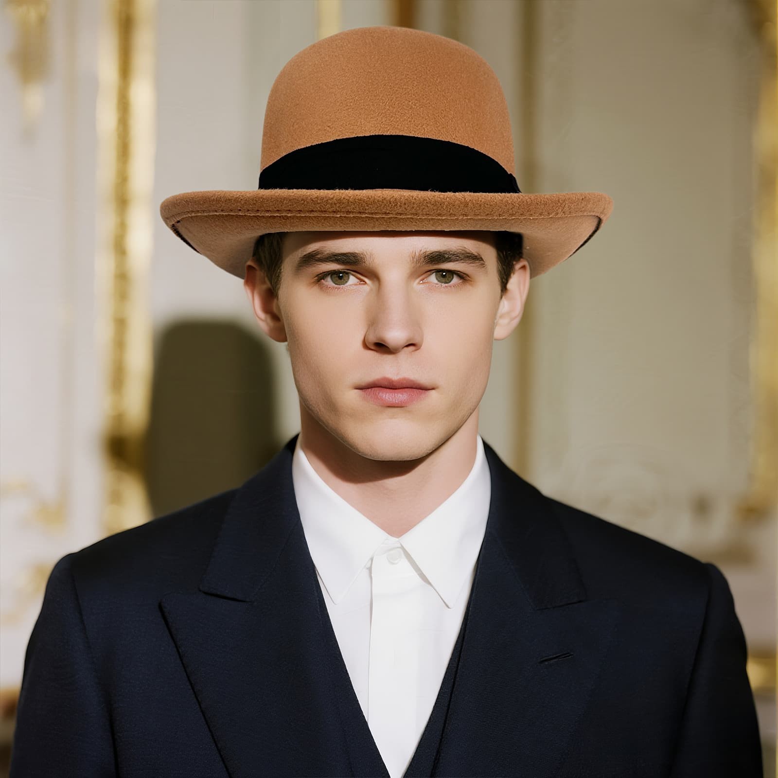 Men Retro Elegant Bowler Hat Short Brim with Hat Band for Formal Casual Wedding