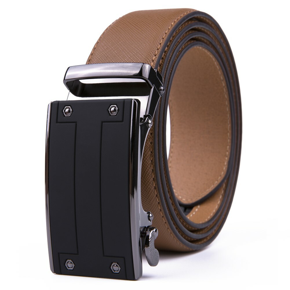 Men’s Belt Leather Ratchet Belts Automatic Buckle 1.37inch Width