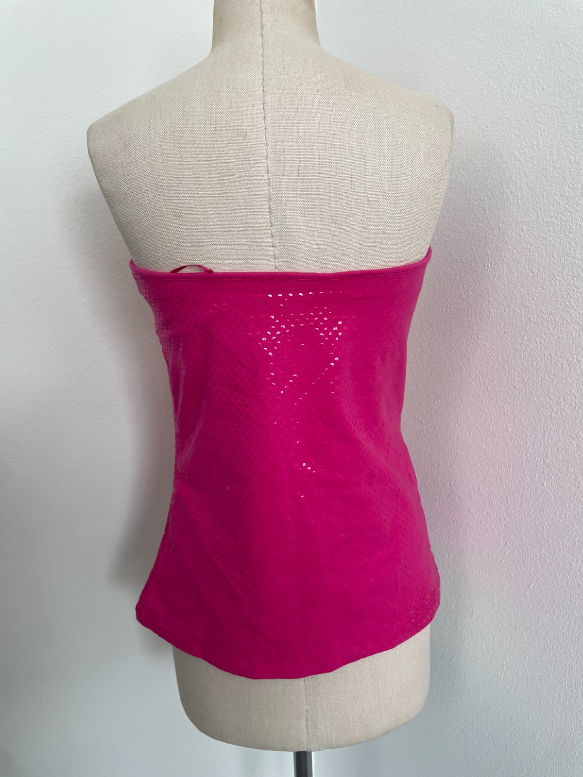Y2K Express Top Women M Hot Pink Strapless Bra Cami Bling Indie Sleaze 2010s