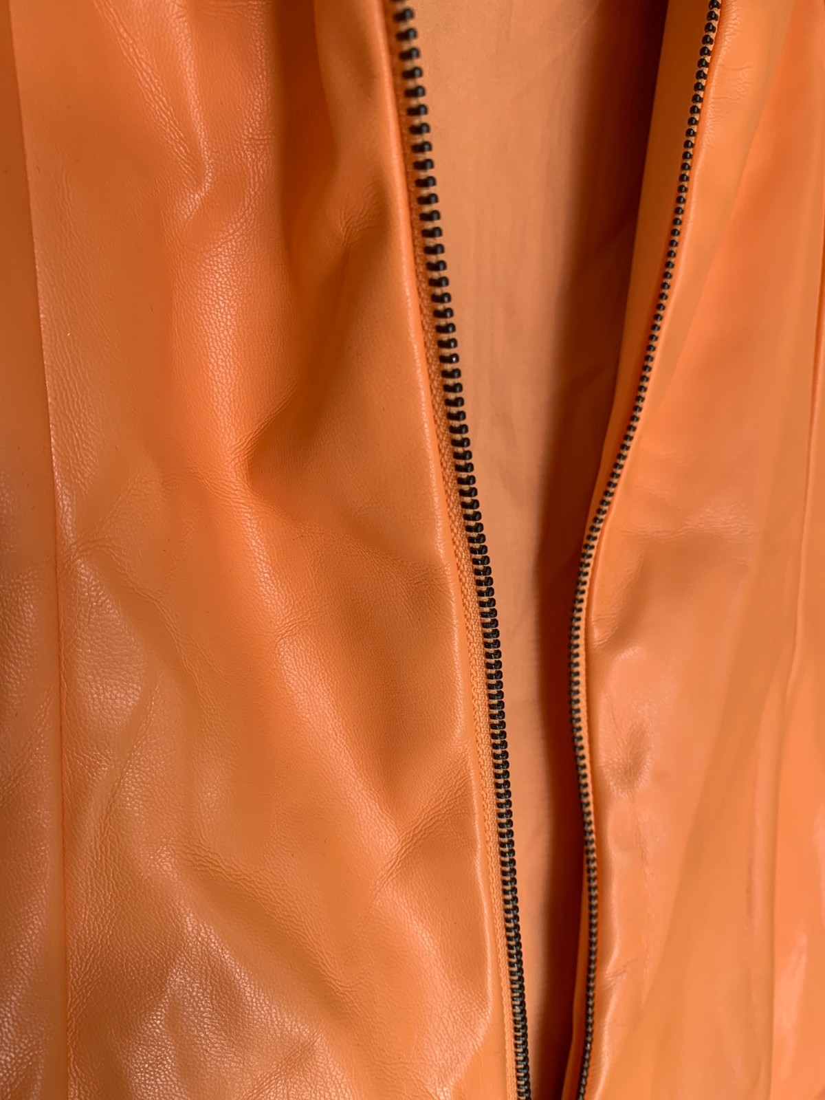 House of Harlow 1960 Vegan Faux Leather Mini Dress (Small) Orange Papaya