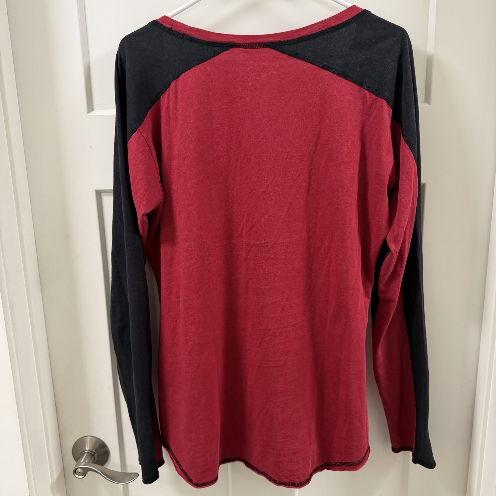 Panhandle Women 100% Cotton Red/Black Graphic LongRaglanSleeved T-Shirt XL