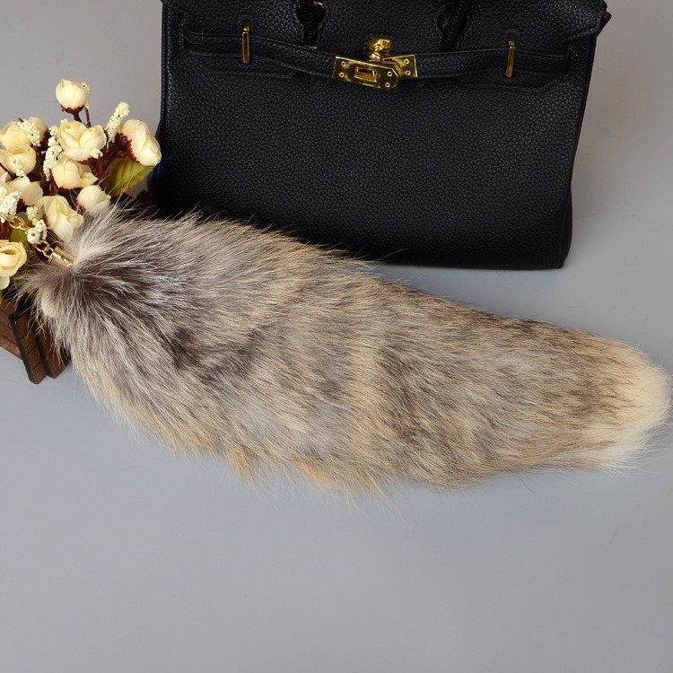 Wholesale 2/5/10pcs-16″-18″ Real Fox Fur Tail Bag Charm Pendant Cosplay Toys