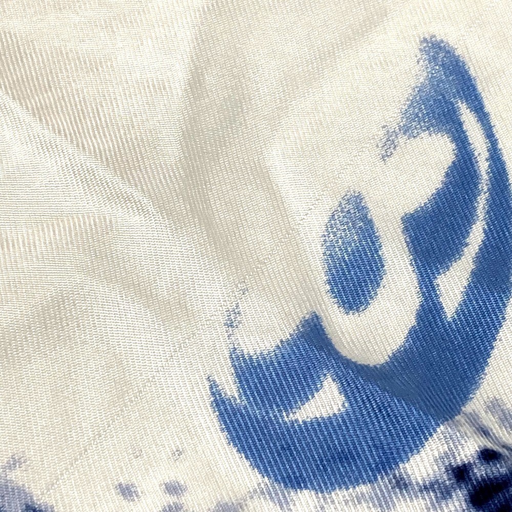 LOUIS VUITTON Logo Scarf Blue Unisex Used Japan