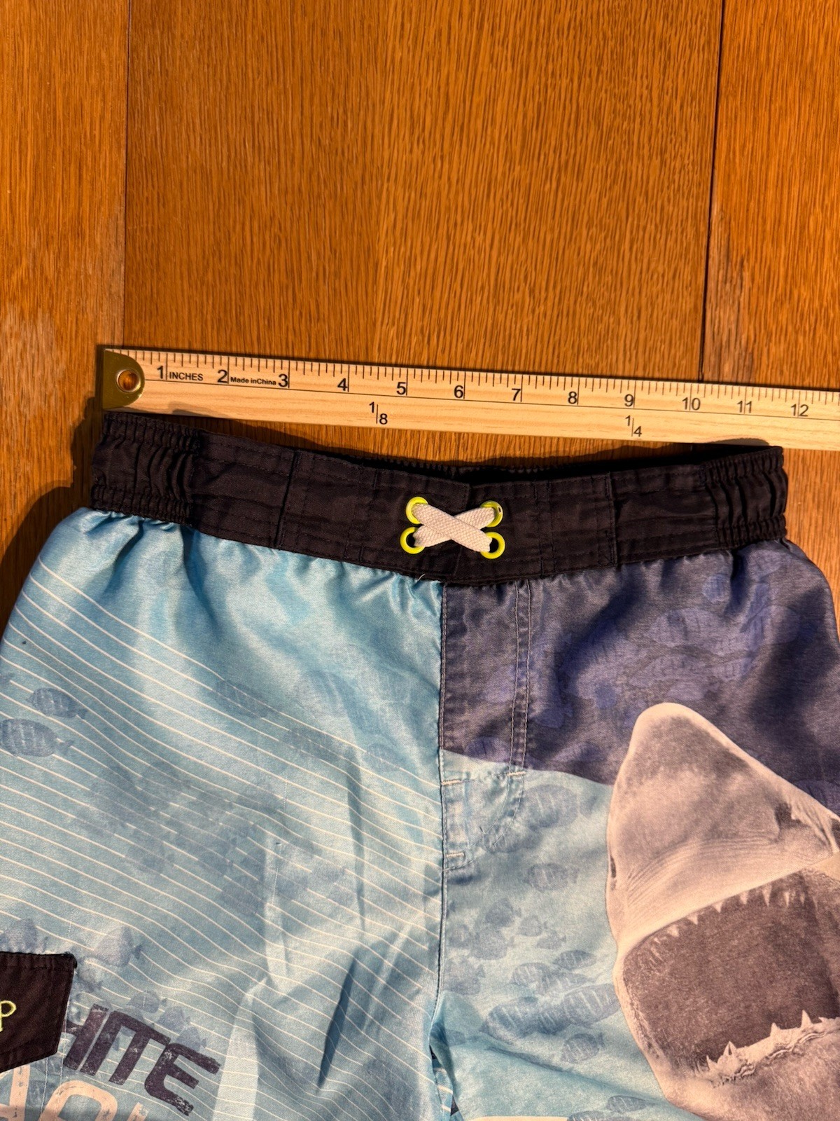 Vintage OP Ocean Pacific Swim Trunks Youth Large Shark Graphic 80s 90s Surf