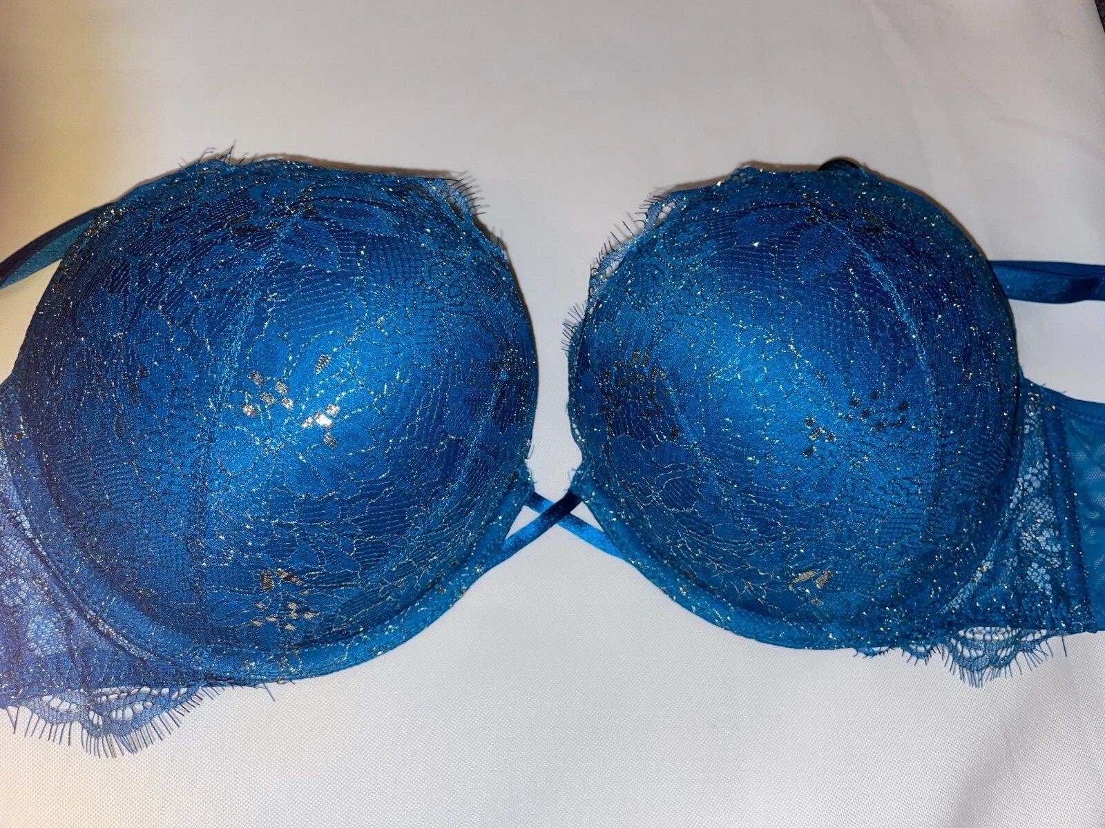 VICTORIA SECRET BOMBSHELL BRA ADD 2 CUP PLUNGE Super Push UP NEW Shine Strap