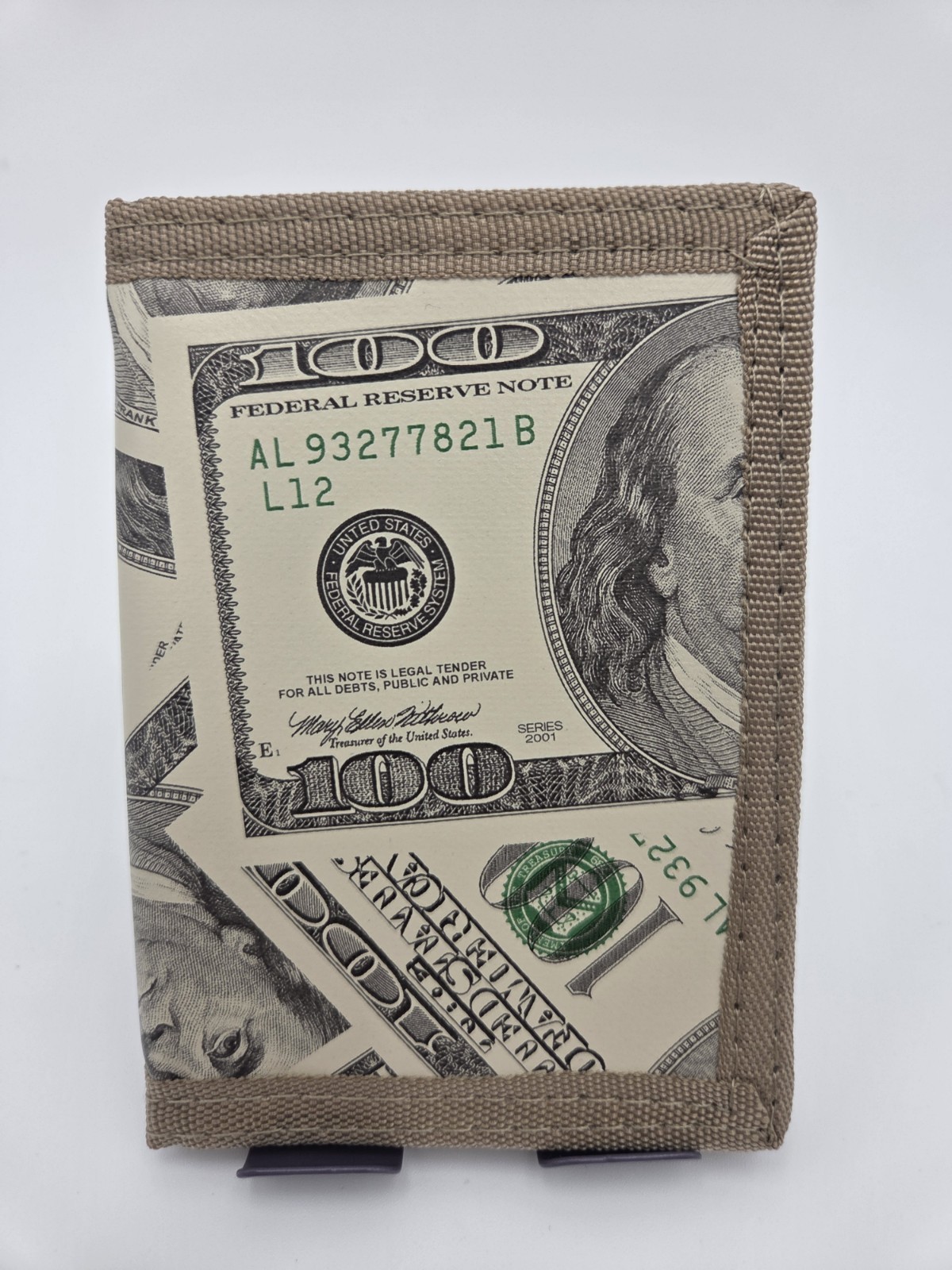 Novelty 100 Dollar Bill Tri-fold Wallet Fun Gag Gift Money Theme New