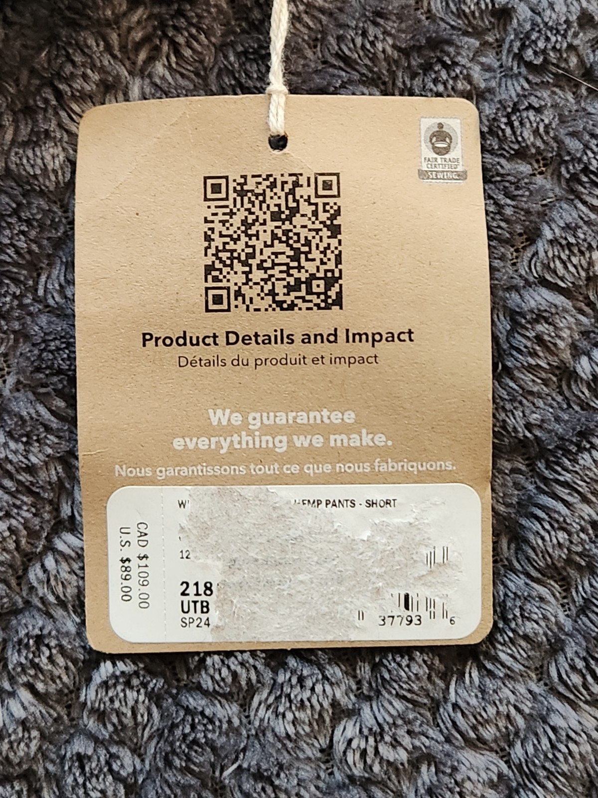 NWT Patagonia Women’s Slim All Seasons Hemp Pants in Blue; Size 12 SHORT