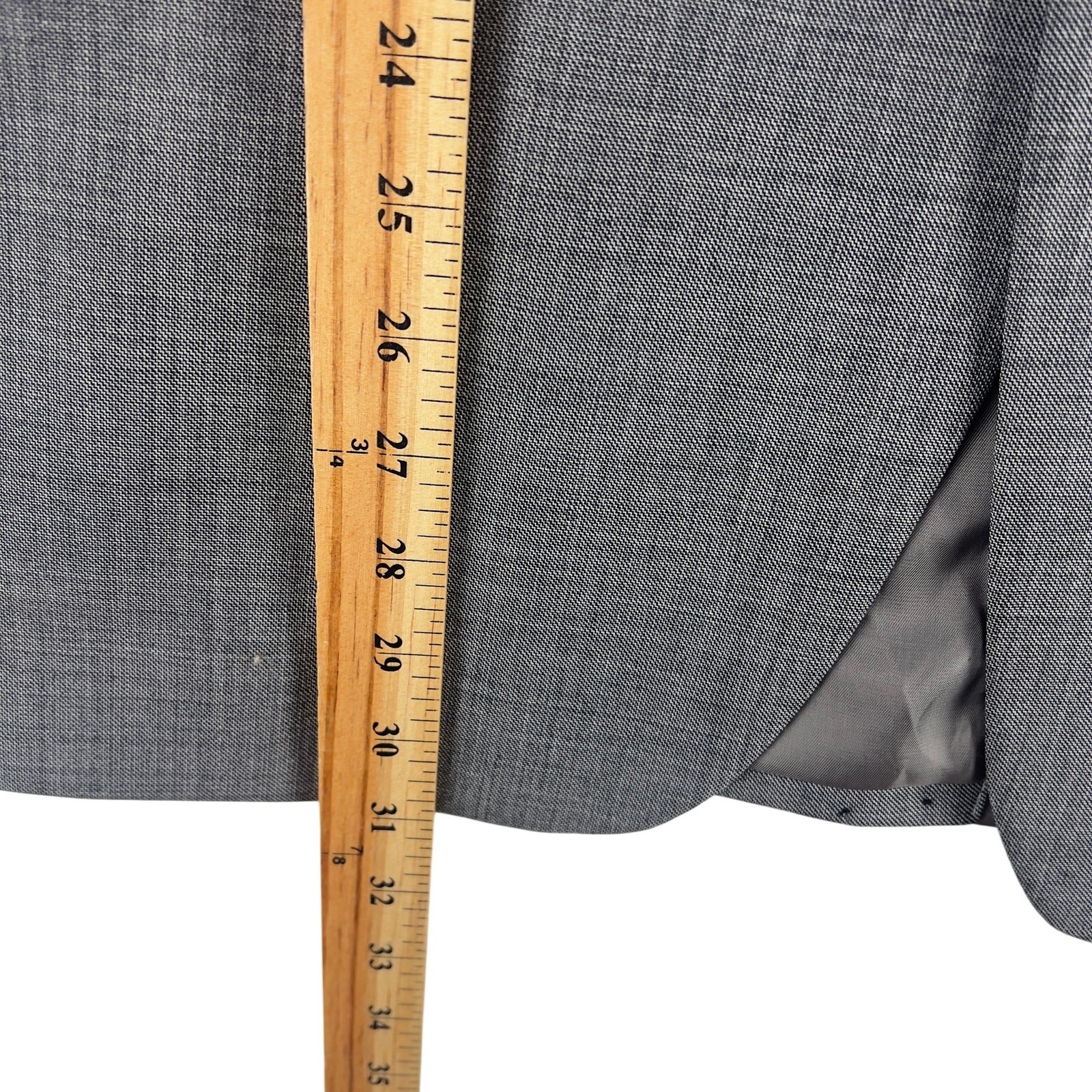 Chaps Mens 2 Piece Suit 42R 36×34 Gray Plaid 100% Wool Pleated Cuffed Two-Button